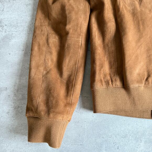 Allsaints kemble suede leather slim fit bomber jacket tan brown Mens size small - Picture 8 of 9